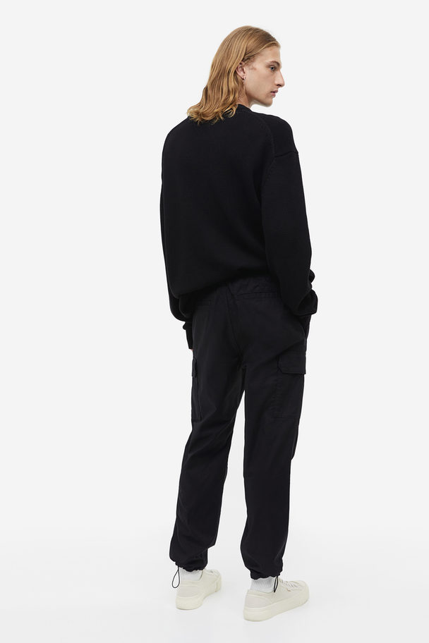 H&M Regular Fit Ripstop Cargo Trousers Black