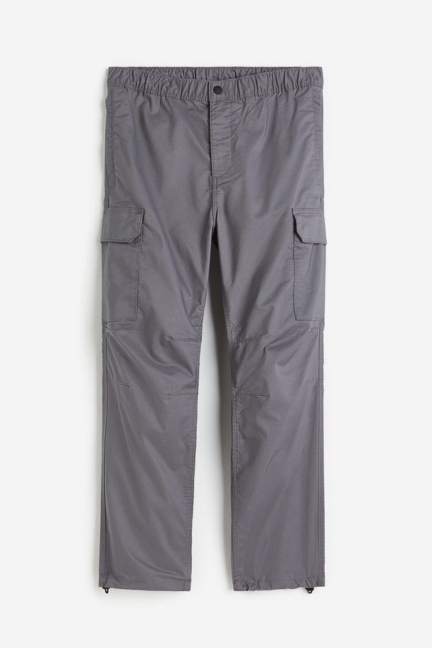H&M Regular Fit Ripstop Cargo Trousers Grey