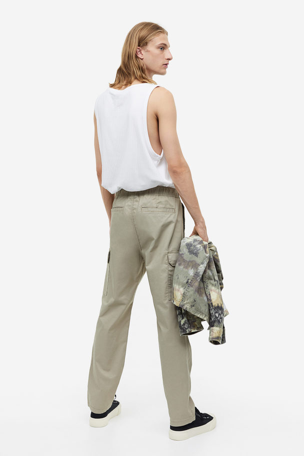 H&M Regular Fit Ripstop Cargo Trousers Beige