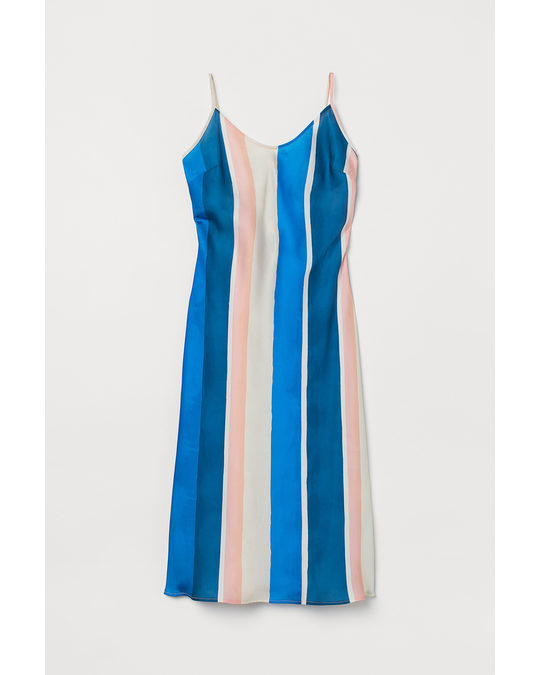 H&M Slip Dress Light Beige/blue Striped