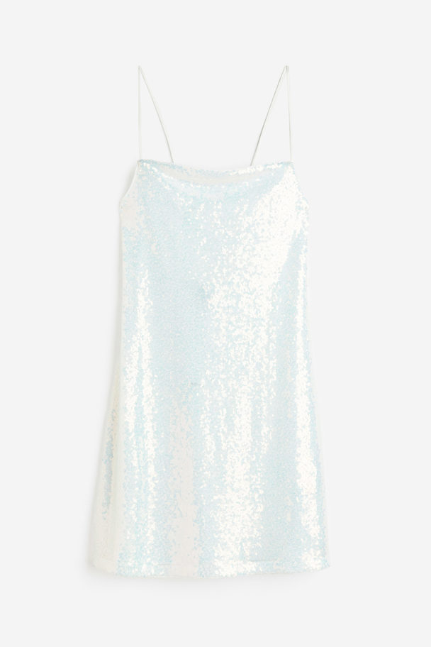 H&M Bodycon-Kleid mit Pailletten Weiß/Silberfarben
