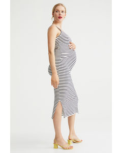 Mama Ribbed Jersey Dress Cream/striped