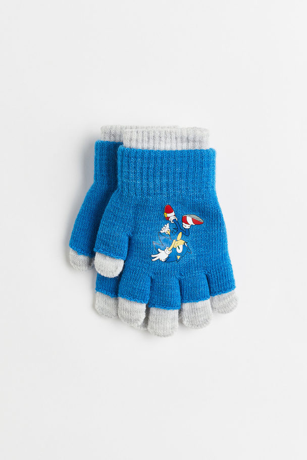 H&M Finger-/Kurzfingerhandschuhe Knallblau/Sonic der Igel