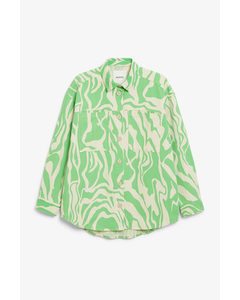 Hemdjacke aus Baumwolle Beige und grün gemustert