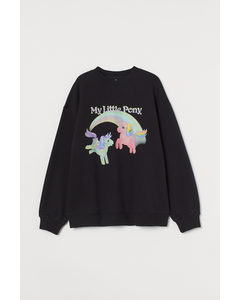 Oversized Sweatshirt mit Druck Schwarz/My Little Pony
