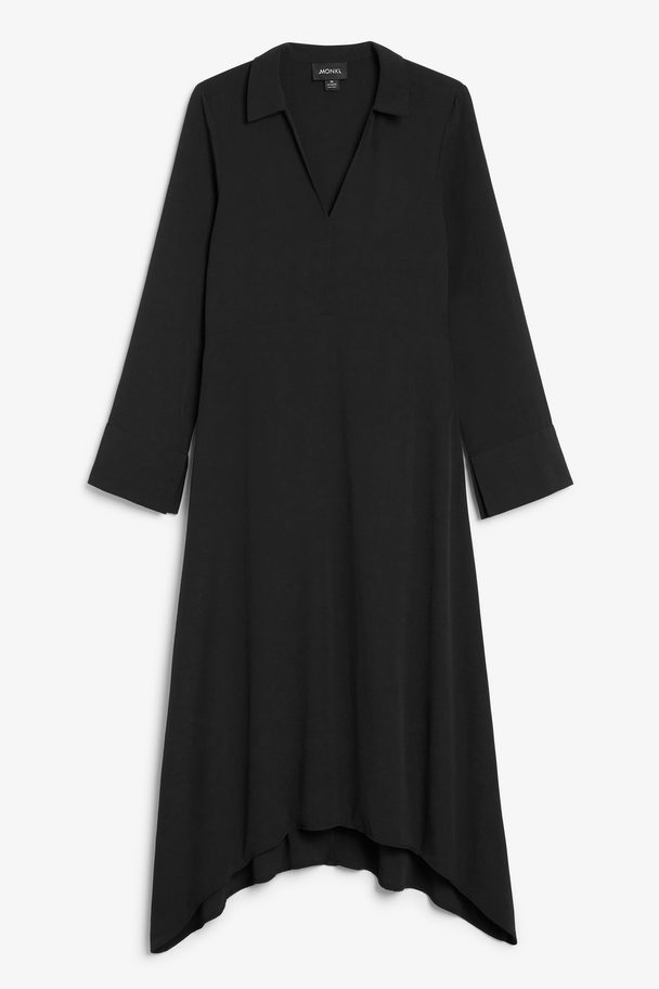 Monki Asymmetric Hem Black Shirt Dress Black