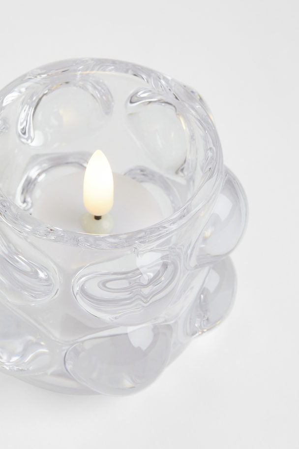 H&M HOME Bubbled Glass Tealight Holder Clear Glass