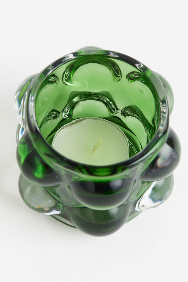 H&M HOME Bubbled Glass Tealight Holder Green