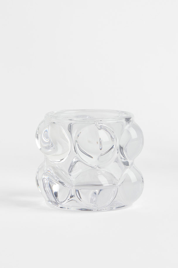 H&M HOME Bubbled Glass Tealight Holder Clear Glass