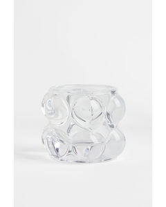Bubbled Glass Tealight Holder Clear Glass
