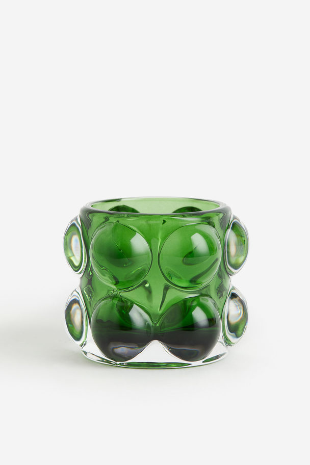 H&M HOME Bubbled Glass Tealight Holder Green