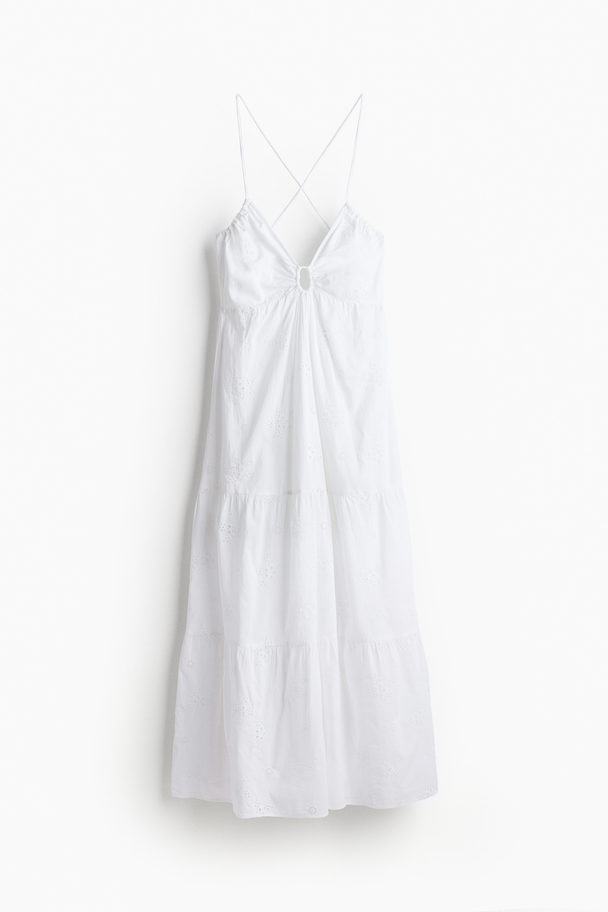 H&M Jurk Met Broderie Anglaise Wit