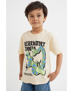 T-shirt Met Print Lichtgeel/anaconda