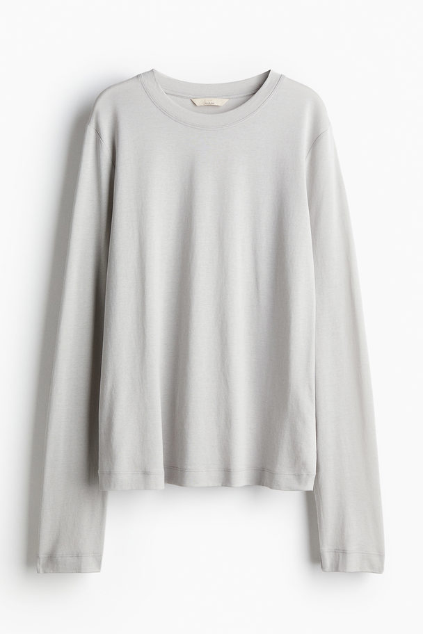 H&M Silk-blend Top Light Grey
