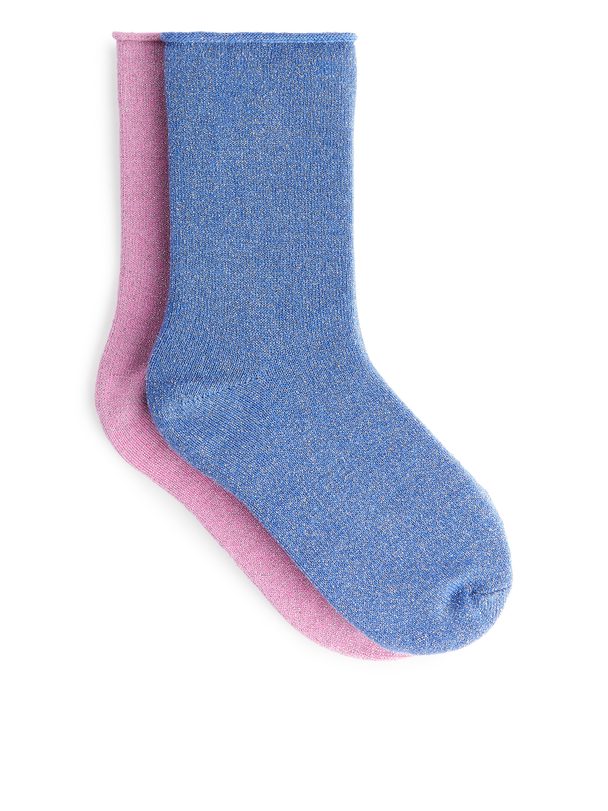 ARKET Glittery Socks, 2 Pairs Pink/blue