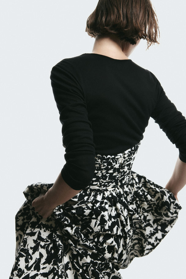 H&M Patterned Bandeau Dress Black/patterned