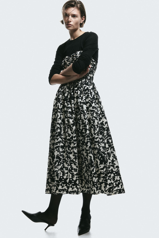 H&M Patterned Bandeau Dress Black/patterned