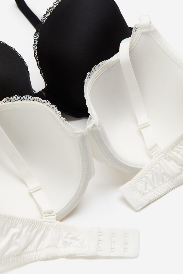 H&M Set Van 2 Padded Beugel-bh's Van Microvezel Zwart/wit