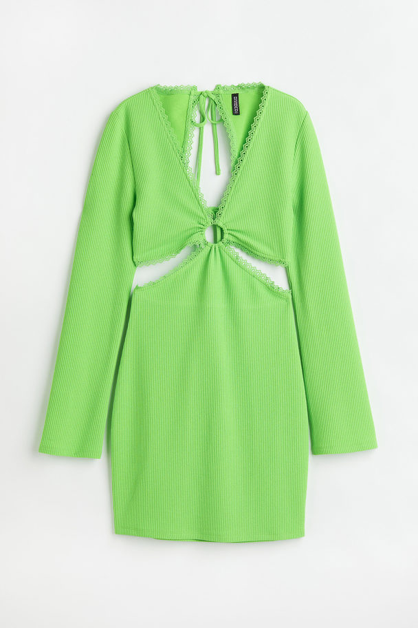 H&M Cut Out-klänning Neongrön