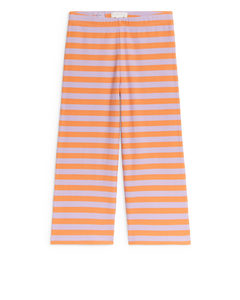 Rib Cotton Trousers Lilac/orange