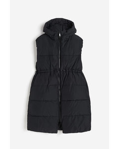 Mama Hooded Puffer Gilet Black