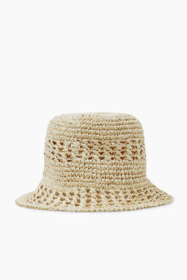 COS Crocheted Straw Bucket Hat Beige