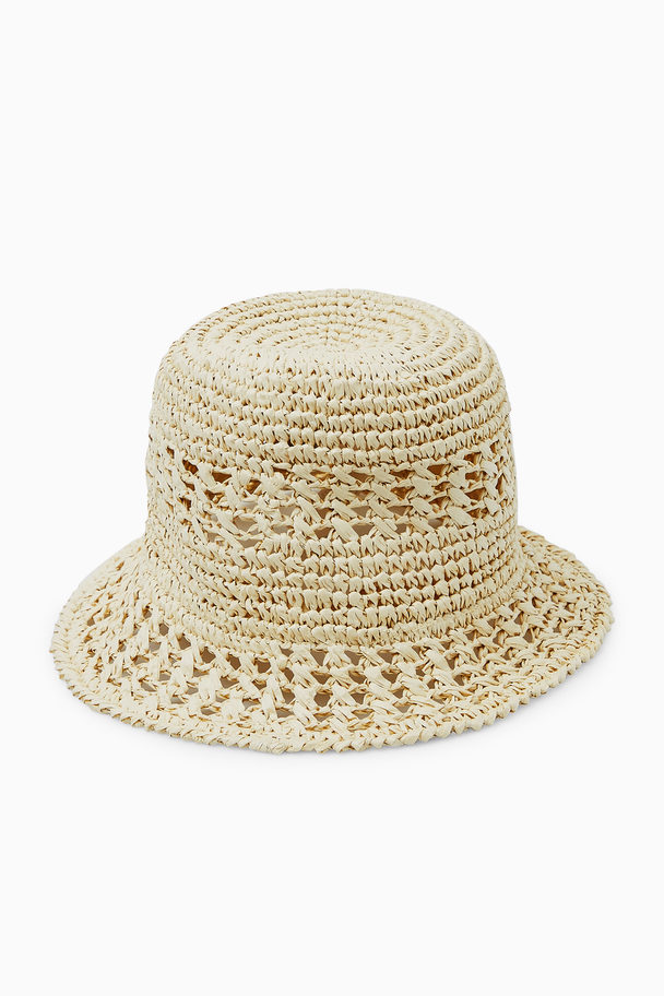 COS Crocheted Straw Bucket Hat Beige