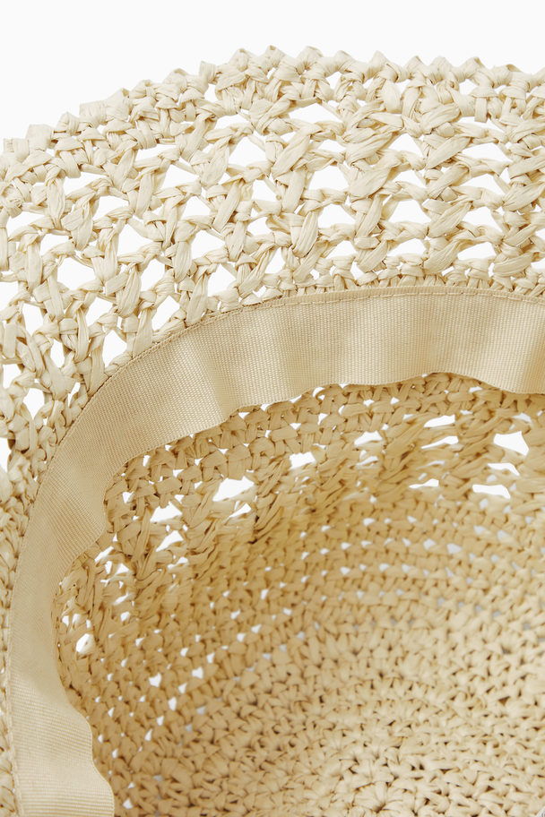 COS Crocheted Straw Bucket Hat Beige