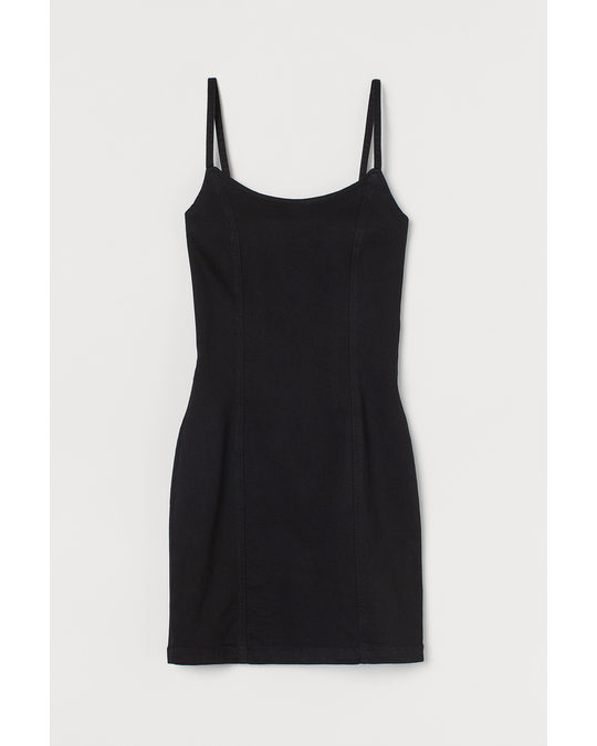 H&M Short Denim Dress Black