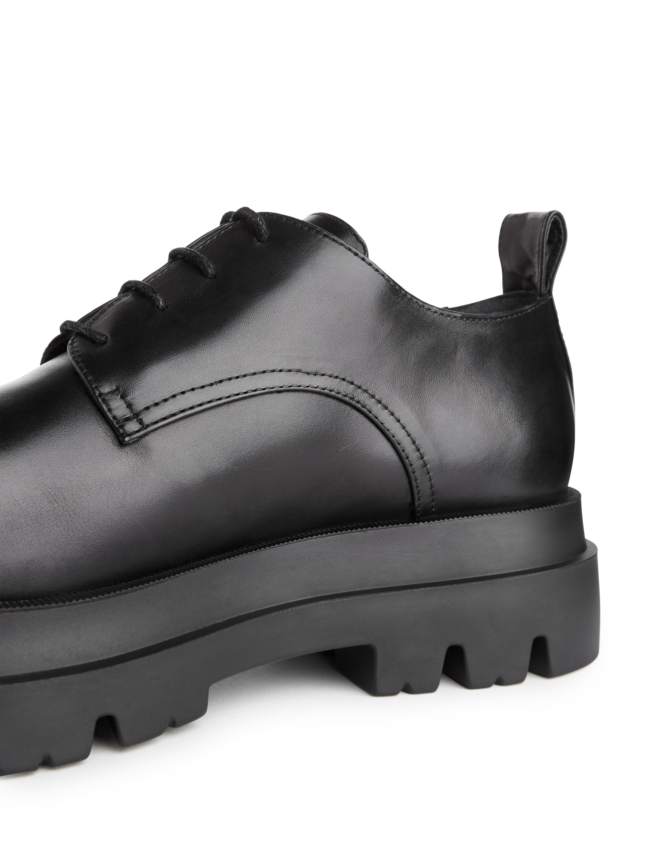 Chunky Derby Leather Shoes Black Black 