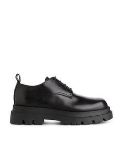 Chunky Derby Leather Shoes Black