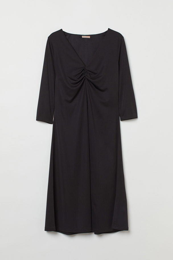 H&M H&amp;M+ Kleid mit V-Ausschnitt Schwarz