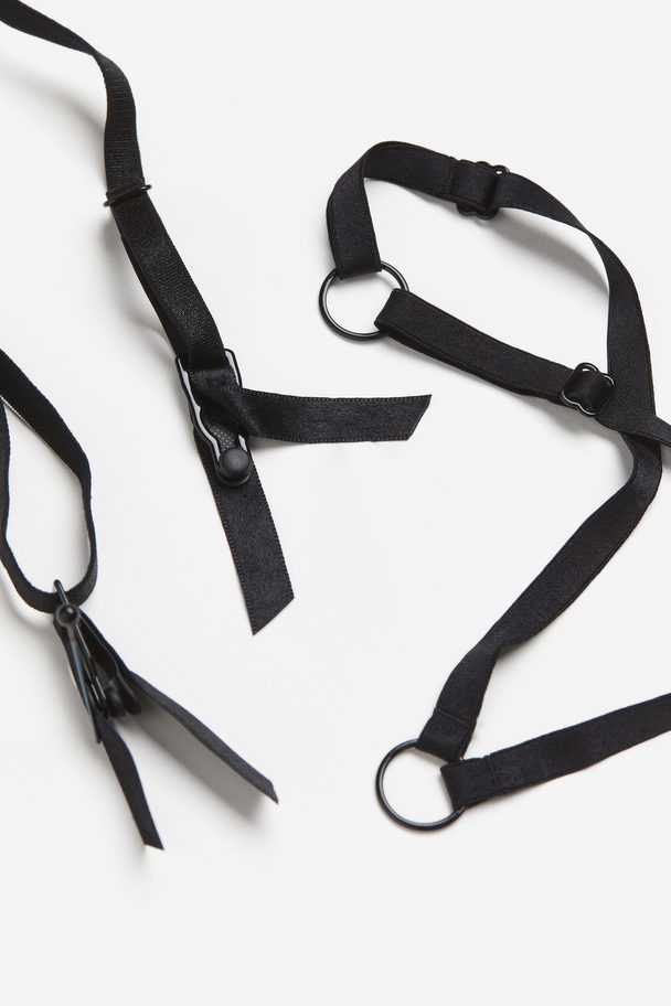 H&M Satin Suspender Belt Black