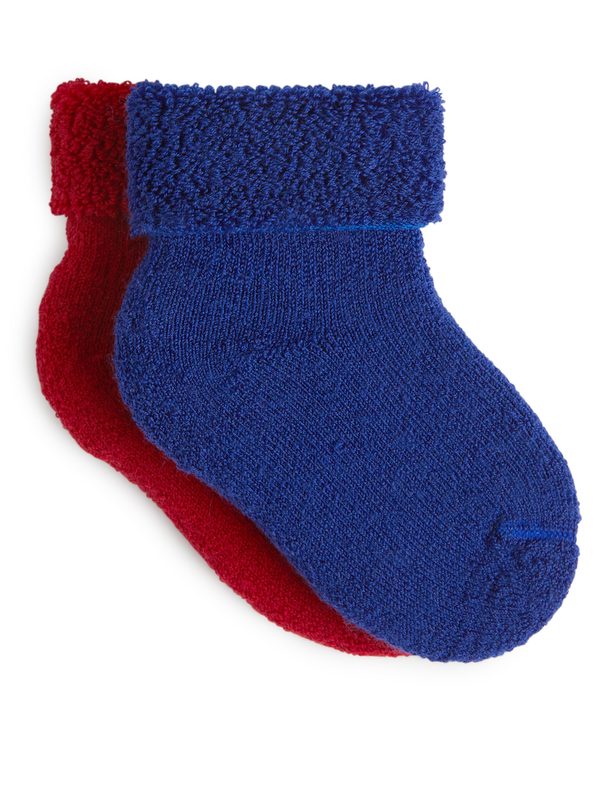 ARKET Wollen Babysokken Met Badstof, 2 Paar Rood/blauw