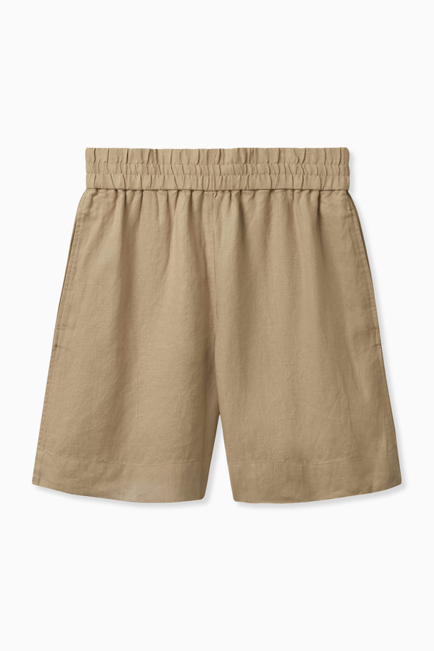 COS Elasticated Linen Shorts Beige