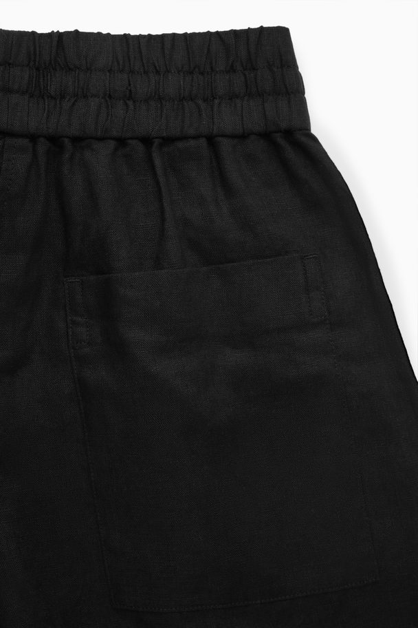 COS Elasticated Linen Shorts Black