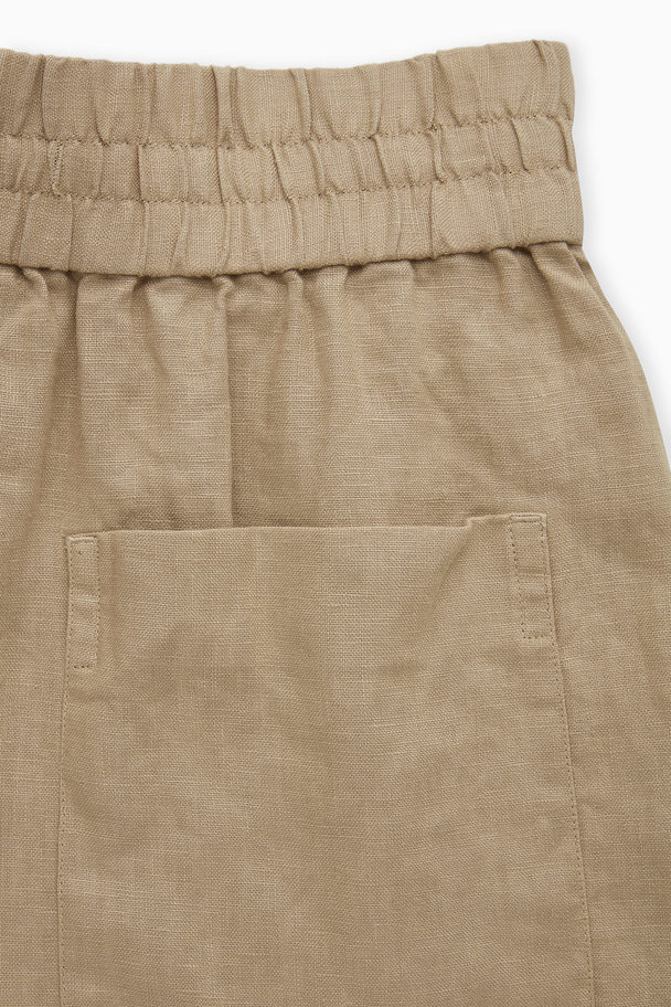 COS Elasticated Linen Shorts Beige