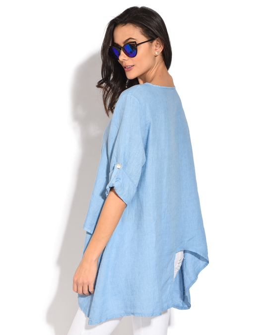 Le Jardin du Lin Round Collar Tunic With Multiple Layers