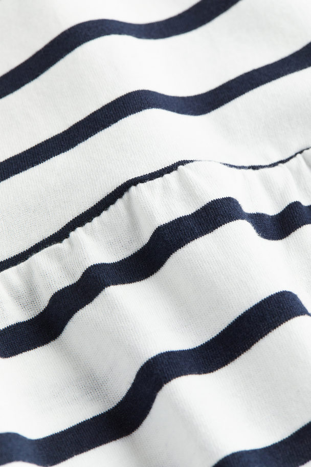 H&M Cotton Jersey Dress White/striped