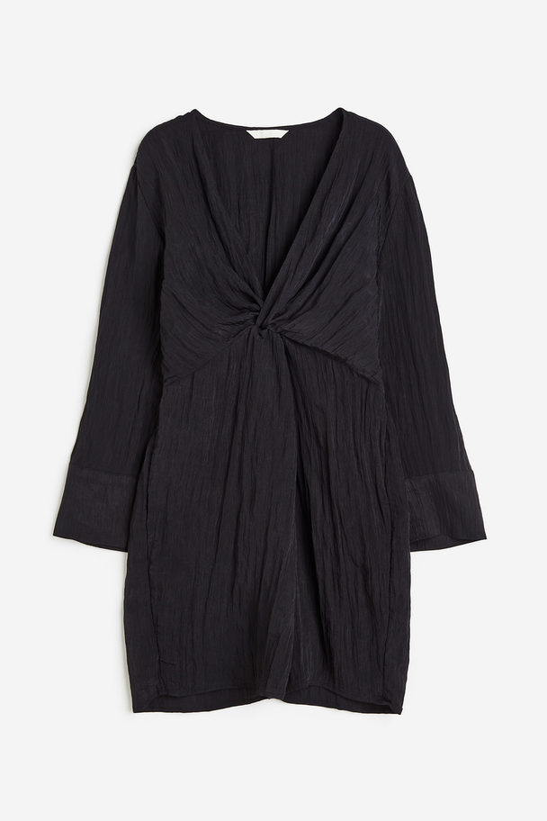 H&M Textured-weave Knot-detail Dress Black