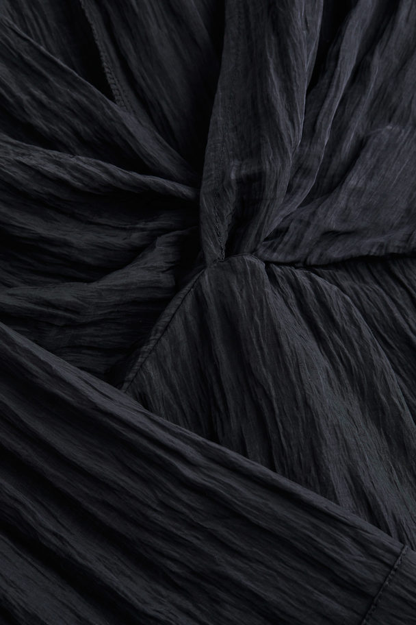 H&M Kleid aus Strukturstoff mit Knotendetail Schwarz