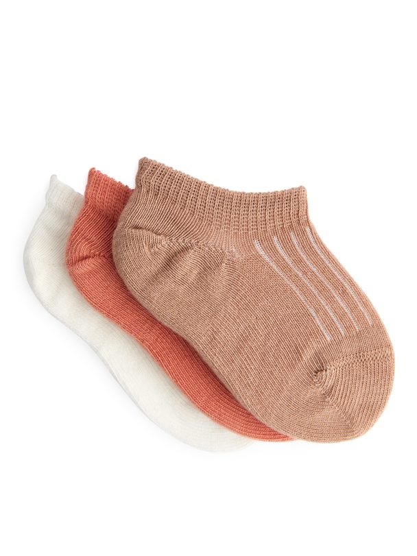 Arket Sneaker Baby Socks, 3 Pairs Beige/peach/off White