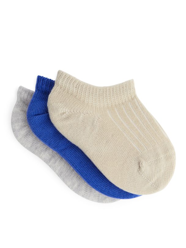 ARKET Sneaker Baby Socks, 3 Pairs Grey/blue/beige