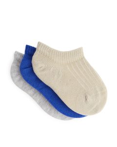 3 Paar Sneaker-Socken für Babys Grau/blau/beige