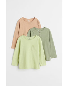 3-pak Jerseytrøje Grøn/beige