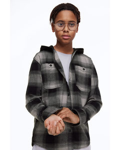 Hooded Flannel Shirt Black/grey-checked