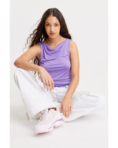 Super Soft Sleeveless Boatneck Top Lilac