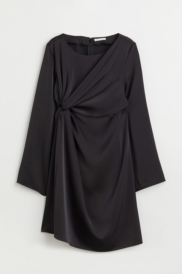 H&M Mama Draped Satin Dress Black