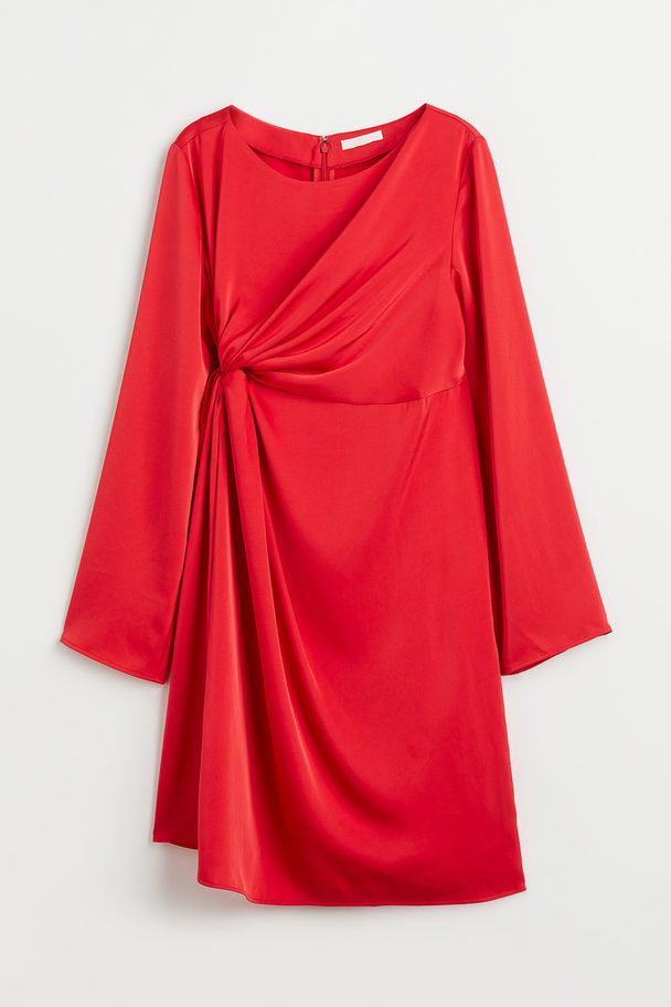 H&M Mama Draped Satin Dress Red