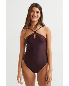 High-leg Swimsuit Brown